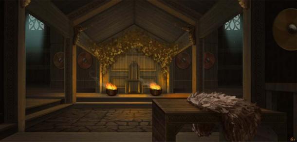 Freyja has a great hall called Sessrúmnir (meaning ‘Seat Room’) in Folkvangr. (CraigHodgesArt/Deviant Art)