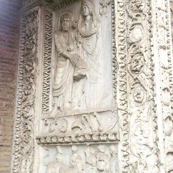 Frieze of Septimius Severus and his wife. (Image: Alexander Meddings for TimeTravelRome)