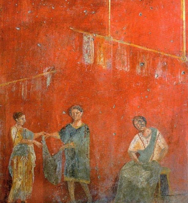 Fullonica (Dyer's Shop) of Veranius Hypsaeus, fresco from Pompeii 