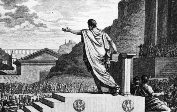Gaius Gracchus, tribune of the people, presiding over the Plebeian Council. 