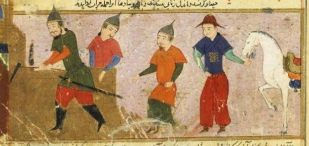 Genghis Khan and three of his four sons.