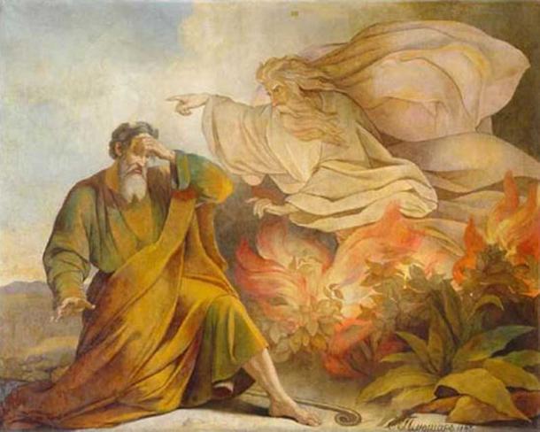 God Appears to Moses in Burning Bush. Painting from Saint Isaac's Cathedral, Saint Petersburg. (1848) By Eugène Pluchart