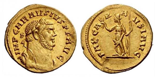 Gold coin depicting Carausius
