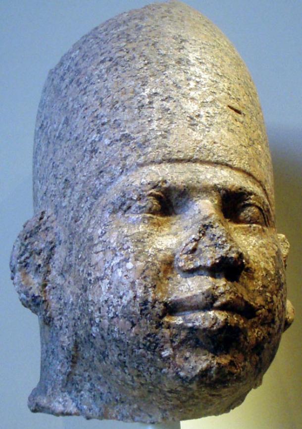 Granite head of an Old Kingdom pharaoh, thought to be Huni, who’s been identified with KhaBa. These men rule circa 2650-2600 BC.