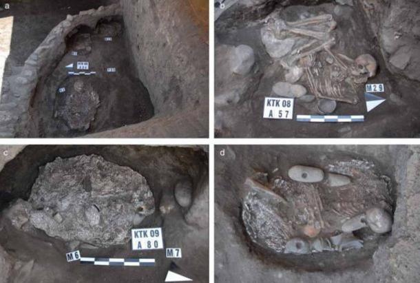 Graves from Körtik Tepe Pof 8,000 to 7,000 B.C. showed burials underneath houses; plastering of skeleton with cut marks on the skull. 