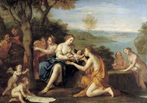 The Birth of Adonis, remembered within Greek mythology for his godly beauty, by Marcantonio Franceschini. (Public domain)