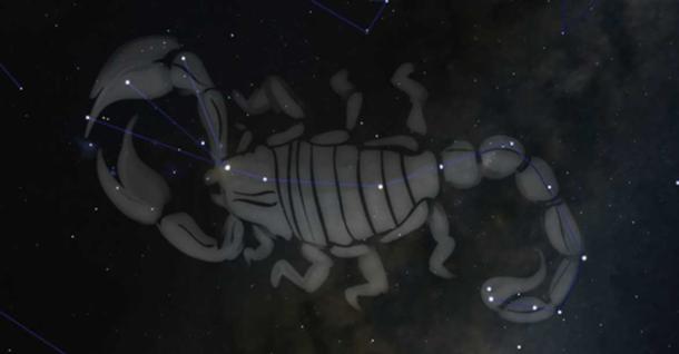 The Greek constellation of Scorpius as seen from Australia, which dominates the winter skies of the Southern Hemisphere. Stellarium