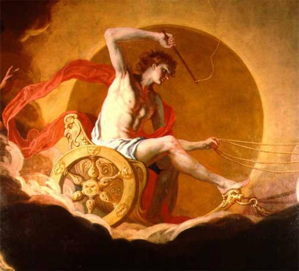 The Greek sun god Helios drove a chariot, like the Norse sun god Sol; however, the genders of the siblings are switched. Painting by Hans Adam Weissenkirchner, 1685 (Public Domain)