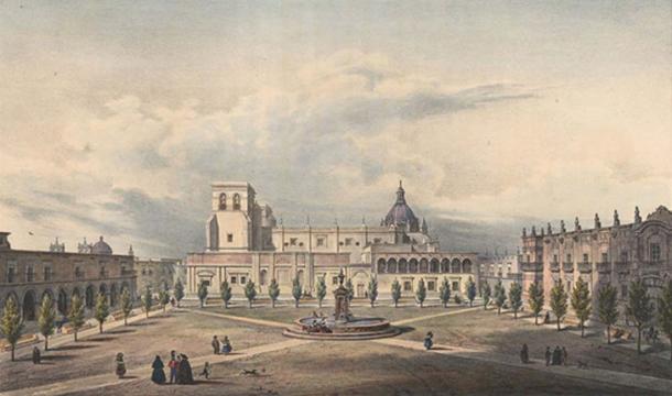 La cathédrale de Guadalajara en 1836.