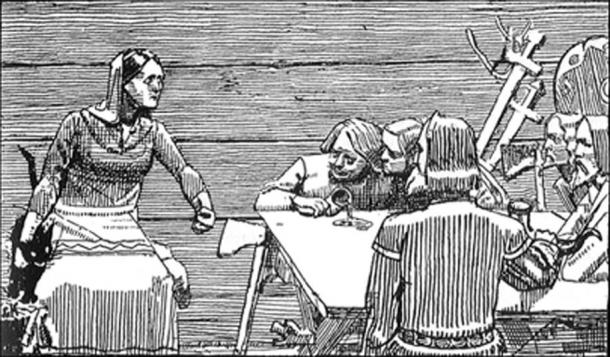 Gunhild and her sons. (Finn Bjorklid / Public Domain)