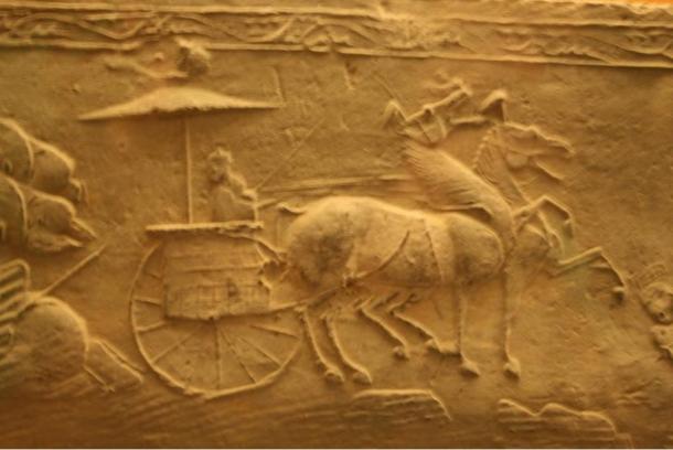 Little is known about the man or his people, possibly the Gushi culture, except they were fine horsemen and had a small state in the Turfan Basin. The photo is a relief from a Han Dynasty tomb.