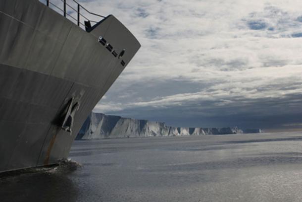 HMNZS WELLINGTON off the Antarctic Coastline.