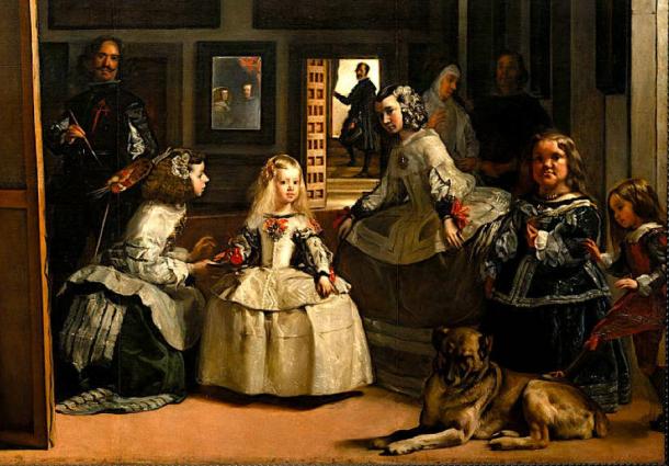 Habsburg family picture, shown Philip IV of Spain, Margaret Theresa of Spain, Diego Velázquez, and Mariana of Austria. (Dcoetzee / Public Domain)