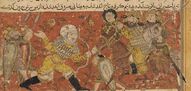 The Battle of Hadramaut, 570 AD, from a Persian miniature (Public Domain)