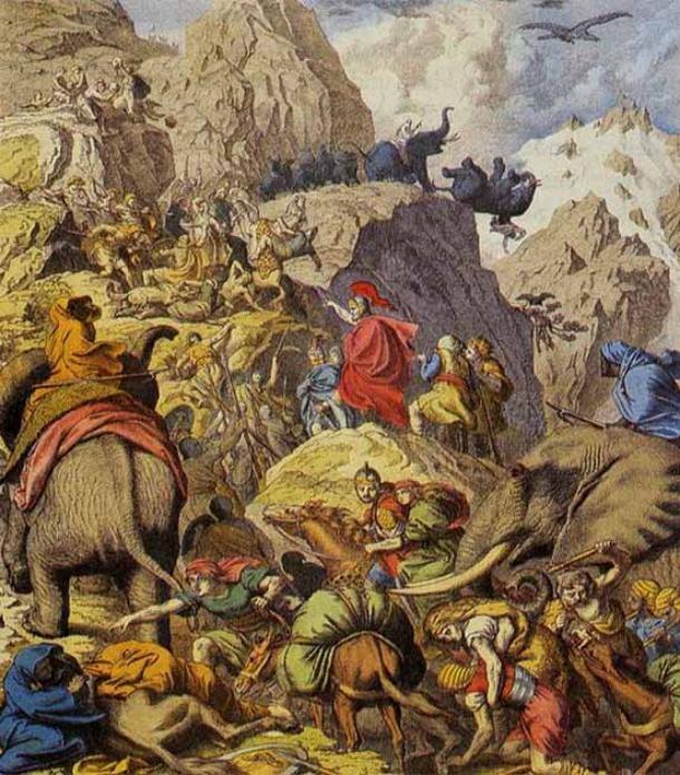 Hannibal crossing the Alps on elephants, Phaidon Verlag, 1932. (Public Domain)