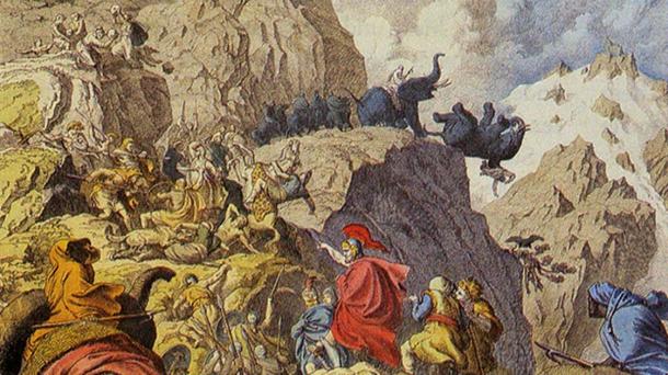 Detail, Hannibal's Famous Crossing of the Alps with War Elephants 