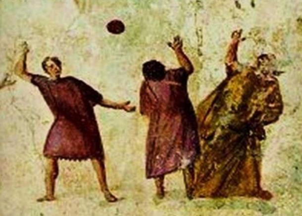 Harpastum, ancient Roman fresco. (Public Domain)