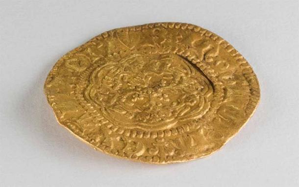 Un quarto nobile di Enrico VI, una moneta medievale rinvenuta in Canada che fu originariamente coniata a Londra tra il 1422 e il 1427. (Governo di Terranova e Labrador)