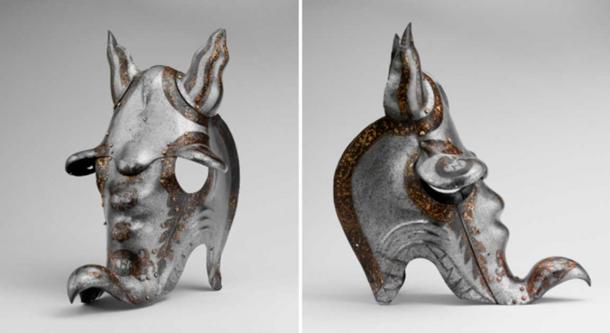 Shaffron of Henry II of France ca. 1490-1500, redecorated 1539. (The Met/Public Domain)