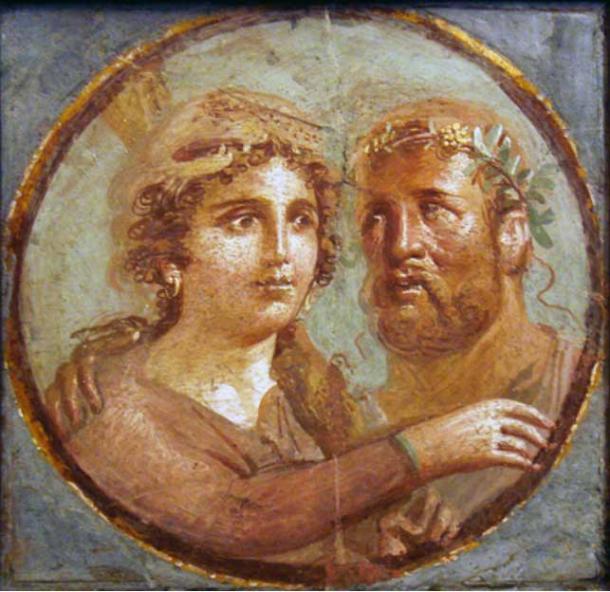 Heracles and Omphale, Roman fresco, Pompeian Fourth Style.