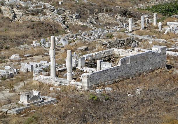 Heraion, the Temple of Hera, on Delos, Greece.
