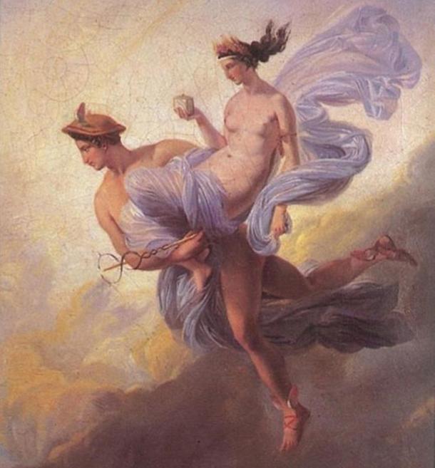 Hermes / Mercury carrying away Pandora by Jean Alaux