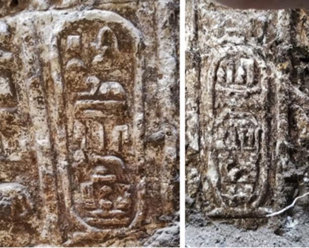 Hieroglyphs including the name of Ptolemy IV have been uncovered. (Ministry of Antiquities)