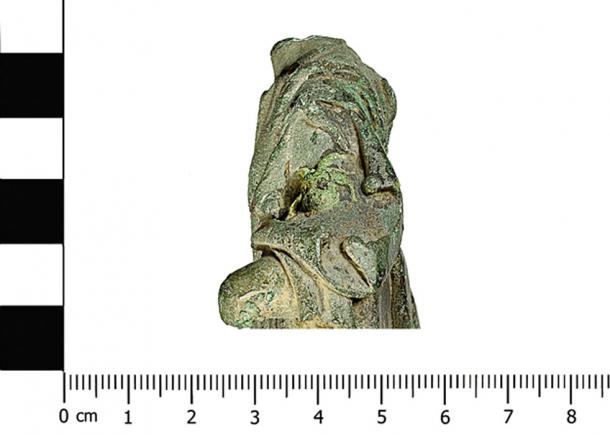 High resolution image view of Roman statue: Minerva statue showing detail of Medusa's head. (Oxfordshire County Council / CC BY-SA 4.0)