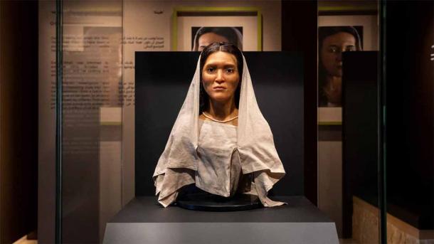 Hinat, the Nabatean woman whose face has been reconstructed, at the Hegra Welcome Center at in AlUla. (Royal Commission for AlUla)