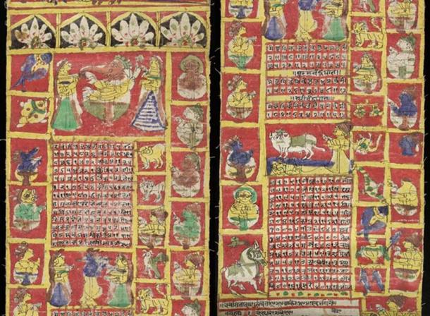 A page from the Hindu lunisolar calendar of 1871-72.