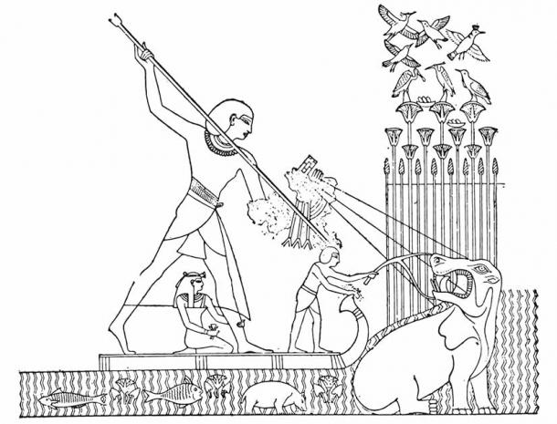 Hippopotamus hunt, engraving. (Morphart / Adobe Stock)