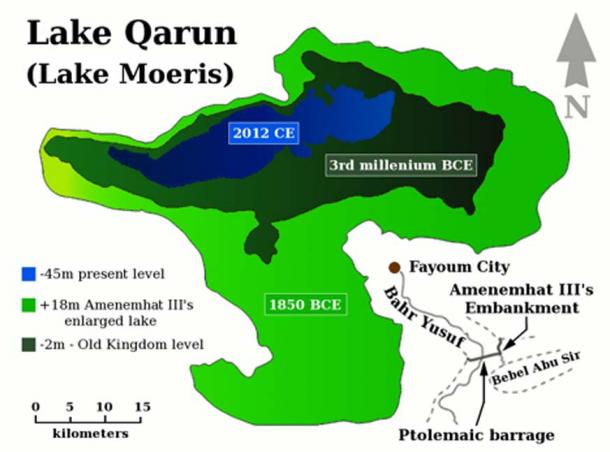 Niveles de agua históricos del lago Moeris.  (Proporcionado por el autor)