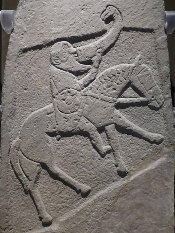 The Horn of Bran was said to provide its owner with whichever drink they wished. Bearded Pictish warrior from the Bullion Stone, Angus, now in the National Museum of Scotland.