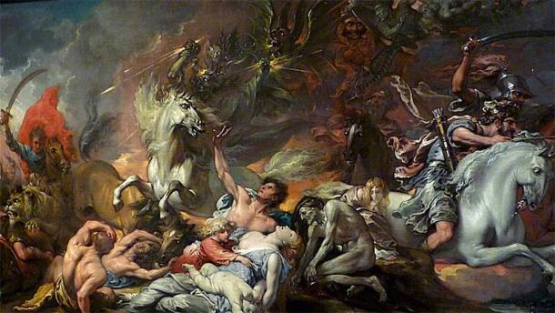 “Death on a Pale Horse” by Benjamin West, is a 1796 painting of the Four Horsemen of the Apocalypse. (Public domain)