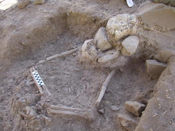 Human remains found at the NEG II site by the Sea of Galilee.