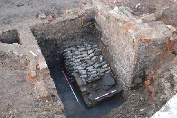 Hundreds of bottles of poisonous beer have been found at the site in Leeds, England. (Archaeological Services WYAS)