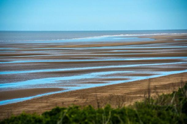 Old Hunstanton beach, where Seahenge was found, at low tide in Norfolk, UK. (Andrew / Adobe stock)