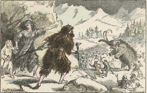Hunting mammoth during the Ice Age. Date: circa 11 000 BC. (Archivist /Adobe Stock)