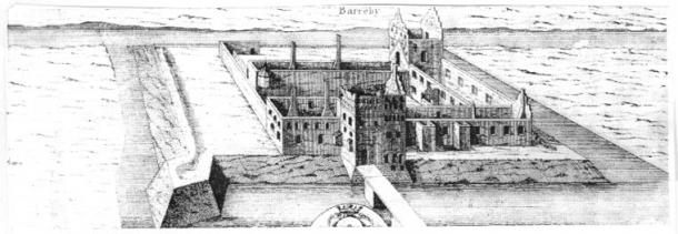Illustration of Borgeby Castle, 1680