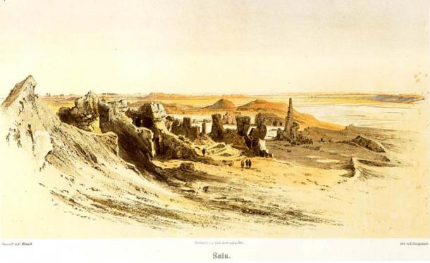 Detail, Illustration of the ruins of Sais, 1878