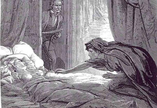 Illustration in Carmilla, the story of a vampiress by Joseph Sheridan Le Fanu. (Public domain)