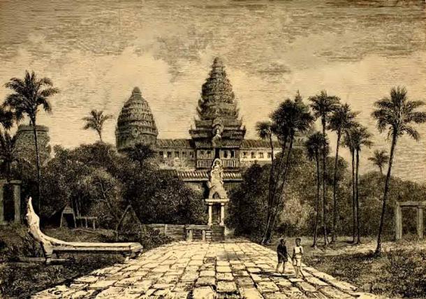Ilustración de la fachada de Angkor Wat por Henri Mouhot alrededor de 1860. (Dominio público)