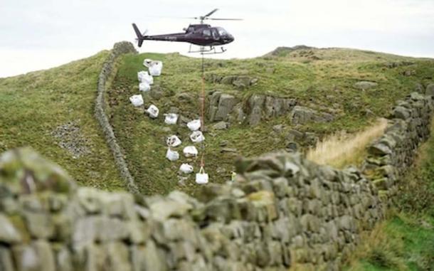 In October the National Trust were forced to fly in 35 tons of stone by helicopter to repair a 250 ft. section at Caw Gap. (North News & Pictures)