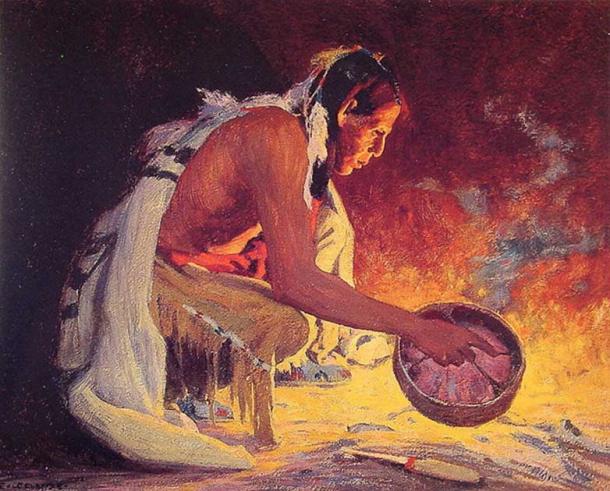 ‘Indian by Firelight’ by Eanger Irving Couse. (Public Domain) 