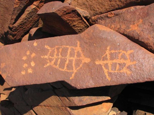 Indigenous rock art at Western Australia’s Burrup Peninsula. (Murujuga Aboriginal Corporation)