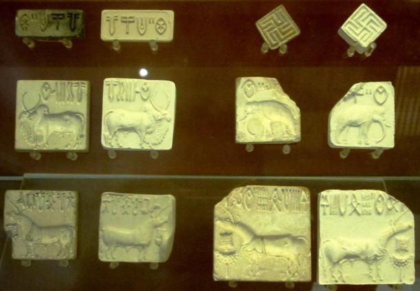 An example of Indus Valley script with swastikas
