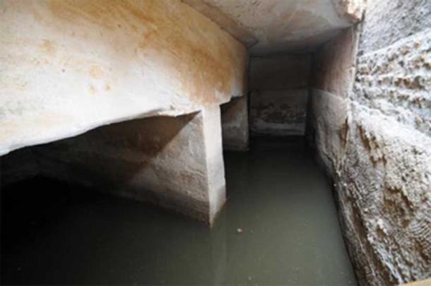 Inside large cistern at the Nabataean city of Little Petra.
