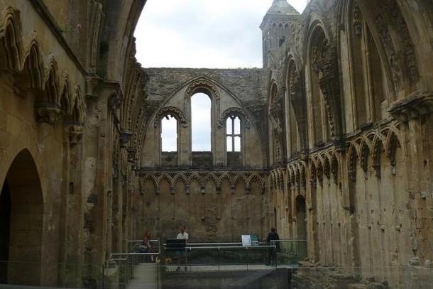 Inside ruins of Glastonbury Abbey.