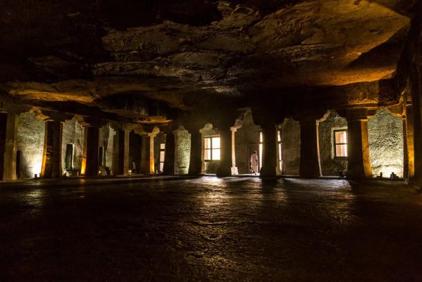 Interior of one of the Ajanta caves in India. (matiplanas / Adobe Stock)