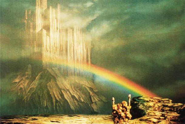 Interpretation of Bifrost bridge to Asgard in Wagner's Das Rheingold. Source: Richard Wagner and Otto Schenk / FAL-1.3